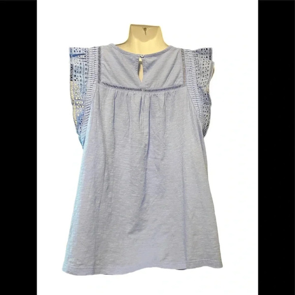 NWT Loft Ann Taylor Eyelet Flutter Cap Sleeve Top - Picture 4 of 8